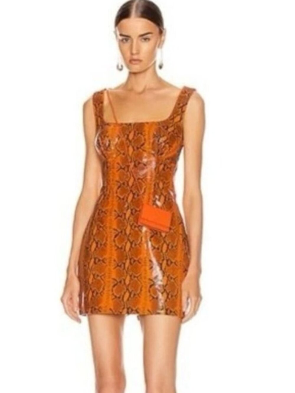 GRLFRND Orange Snake Print Mini Dress